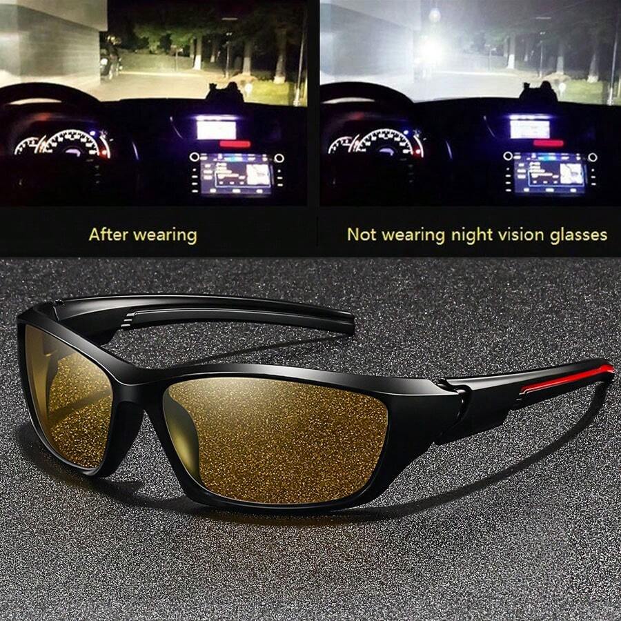 WSZ Retro Rectangular Sports Style Unisex Cycling Fishing Driving Glasses, Comfortable PC Frame And Lenses, Luxury Brand Designer Fashion Glasses, Classic Retro Outdoor Sports Fashion Glasses, Suitable For Travel, Driving, Hiking, Running, Camping, Motorcycle Riding - F33-a - View 1