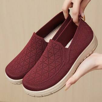 Women's Slip-On Casual Flats, Breathable Fabric Shoes, Lightweight Comfortable Versatile Loafer Shoes, Spring