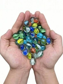 40颗/60颗/100颗玻璃弹珠套装，14毫米彩色弹珠，适用于水族箱装饰、花瓶填充、弹珠游戏、弹珠轨道玩具