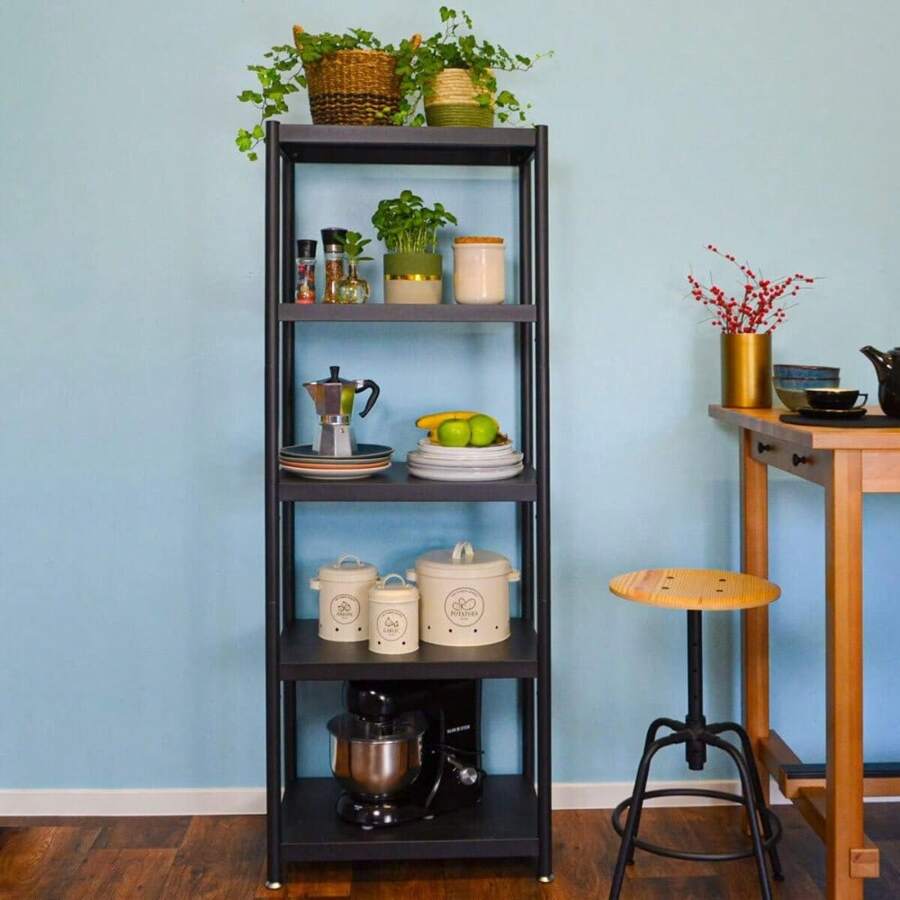 Luxury Shelfr Industrial Design Black Metal Shelving Unit - 61x41x170 Heavy Duty 5 Tier Shelf Unit - Free Standing Storage Shelves - Office Shelves Kitchen Rack Storage Bookshelf - Outdoor Shelving Cabinet - Black - 5 Levels - View 1