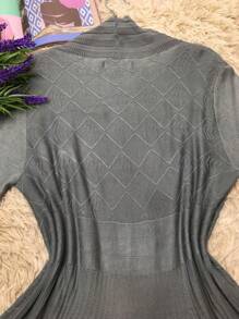 Cardigan In Imported Modal With Pockets. Kimono/Coat One Size Fits All 36 To 46. - 灰色 - 查看 4