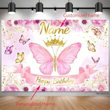 (Customized) Personalized Name, Elegant Butterfly Decorated Background, Polyester Material, Suitable For Wedding Anniversary, Birthday Party, First Photography Background, Ornamental,Reusable,Multi-Functional,Stylish,Exquisite,High-Quality,Colorful,Cartoon,Cute,Custom,Personalized,Unique,Ideal Gifts For Him,Ideal Gifts For Her,Her,Boyfriend,Girlfriend,Dad,Mom,Family,Friends,Son,Daughter,School Students,Workers,Kids,Office,Tea Room,School,Home