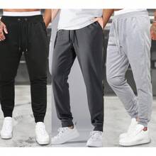 3 Pack Men's Jogger Sweatpants Gym Workout Casual Flannel Everyday Promotion - 彩色 - 查看 1