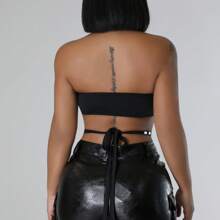 Women's Halter, Collars, Straps, Diamonds And Crop Tops Are Perfect For PROM Parties - Black - View 4