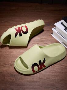 OK Men's New Slip-On Slippers, Versatile Lightweight Indoor Home Casual Slip-On Sandals, Chic Daily Wear Large Size - Green, Red and Black - View 2