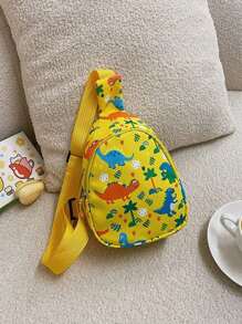 1 件装尼龙拉链封口包，带有可爱的恐龙图案，零钱包，胸包，适合所有场合，舒适且可调节的肩带，多功能，适合玩耍，是送给朋友和亲戚的完美礼物