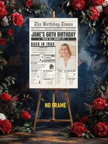 Năm sinh nhật tùy chỉnh của bạn, Poster vải bạt sinh nhật, Quay lại năm 1965, Biển báo in báo, Tên và ảnh in cá nhân, Cho tiệc sinh nhật, Họp mặt gia đình, Quà tặng cho bạn bè và gia đình - Màu be - Xem 8