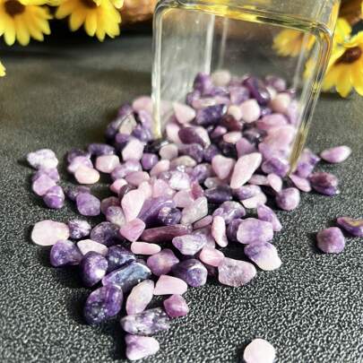 0.22 Lbs High Quality Natural Purple Daphne Crushed Stones, Aquarium Tumbled Pebbles, Vase Filler Glass Beads, Succulent Plants Decor Rocks, Aquarium Gravel Decorative Pebbles, Glass Container Crafts Filler