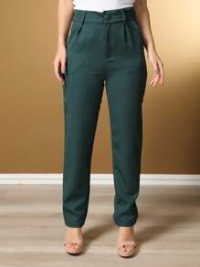 Women's Pants/Tailored Pants/Basic Pants/Elegant Pants/Skinny Pants/Blogger Pants/Fashion Pants - Màu xanh lá cây đậm - Xem 2