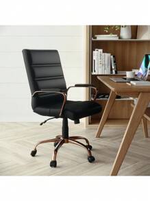 Furniture Silla de Oficina con Respaldo Medio - Silla de Escritorio Ejecutiva de Polipiel Blanco – Silla de Ordenador con Base Cromada y Reposabrazos