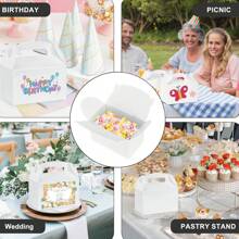 Tomnk 48/96 Pack White Party Favor Treat Boxes, Candy Boxes, 6x3.5x3.5 Inches Candy Gift Boxes, Party Favor Boxes With Handles, Paper Gift Boxes For Birthday Wedding, Mother's Day Gift Box, DIY - 彩色 - 查看 7