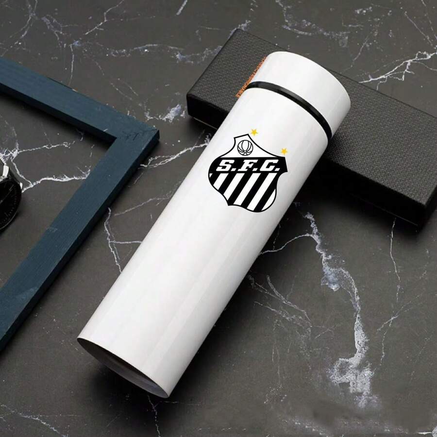 Personalized Football Team Bottle With Led Digital Temperature Meter 500ml - White Saints - View 1