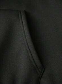 Women Casual Tracksuit Set Cherry Letter Long Sleeve Hooded Sweatshirt Drawstring Sweatpants 2 Piece Casual Outfit - Black - View 6