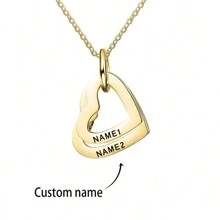 Personalized Stainless Steel Engraved 1-4 Pcs Name Necklace Custom Name Multilayer Heart Pendant Necklace Charm Women's Name Plate Jewelry Holiday Ornament Gifts For Girlfriend,Valentine's Day Gifts Birthday Gifts Mother's Day Gifts