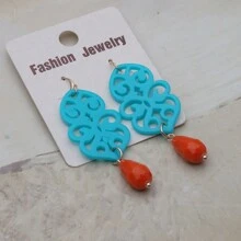 1 对波西米亚风亚克力镂空撞色水晶泪珠耳环，适合女士日常佩戴 - 幾何 - 查看 5