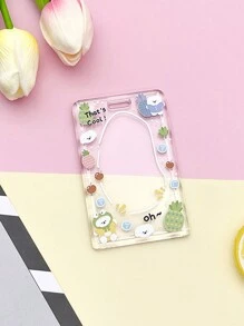 1个可爱卡通熊猫兔子图案卡包，透明双面银行/信用卡套，多功能照片/名片保护套，女士钱包/钥匙链卡袋