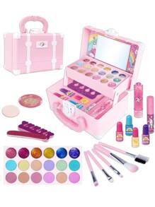 女孩迷你化妆包套装 儿童表演手提包 公主化妆包（里面三层都是塑料层） 公主角色扮演玩具 生日礼物 节日礼物 新年礼物 圣诞礼物 - 粉色 - 查看 12