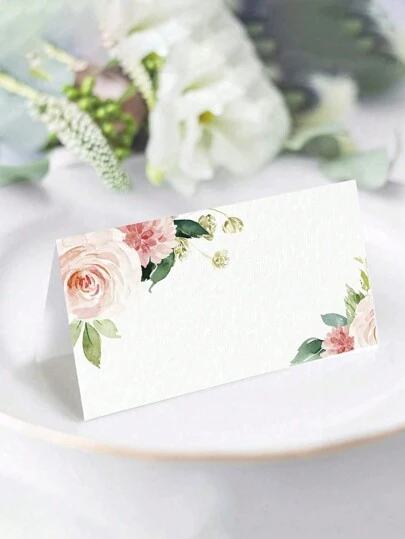 20 张水彩座位卡，适用于婚礼绿植座位卡，帐篷空白桌卡，可打印帐篷卡，折叠名片，适用于派对新娘晚宴，3.5 X 4 英寸（新鲜）