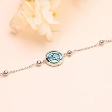 Sigil Of Lilith Abalone Shell Bead Chain Bracelet, 925 Sterling Silver, 7+2 Inches - Sigil Of Lilith - View 3