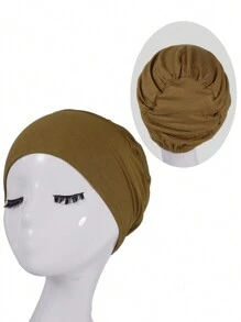1 Peça Boné de Lã Feminino em Cor Sólida, Semelhante a Seda, de Algodão Macio, Gorro Elástico e Sem Costura, Multicolorido e Resistente a Bolinhas