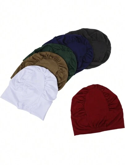 1pc Women's Solid Color Silk-Like Soft Beanie Hats, Stretchy Seamless Cap, Multi-Color, Pill Resistant Hair Sleep Cap Sleep Bonnet