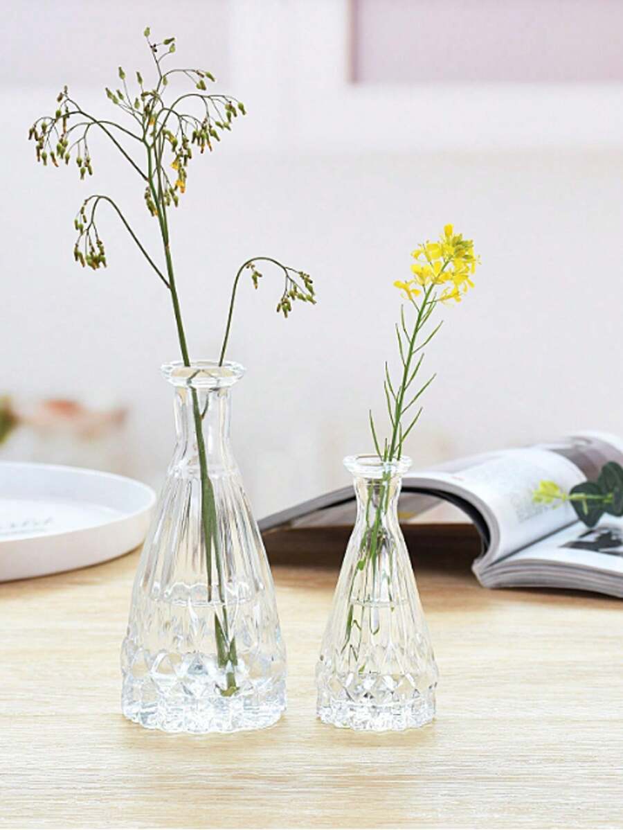 1pc Glass Flower Vase, Modern Clear Vase For Flower,Home Decor,Flower Vase,Centerpiece,Table Decor - Clear - View 1
