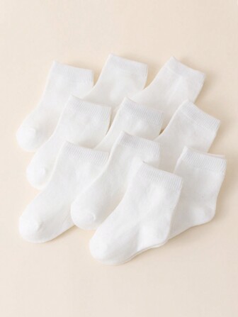 10 paires de chaussettes blanches pour bébé/tout-petit, non comprimantes, convenant au printemps/été
