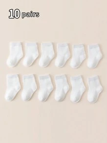10 双白色婴儿/幼儿袜子，无束缚，适合春夏季