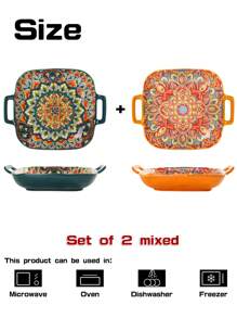 1pc Square Ceramic Plate, 4 Color Options, Single/2/4 Pcs Set, With Double-Ear Heatproof Design, Homestyle Dinnerware, Suitable For Home & Restaurant Use - Multicolor - View 10