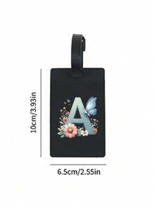 1pc Colorful Butterfly Flower A-Z Letter Pattern Black Luggage Tag, Pvc Luggage Tag, Carnival Cruise Luggage Tag, Personalized Luggage Tag, Cute Luggage Tag, Luggage Id Tag, Address Card Boarding Pass, Portable Tag, Luggage Tag, Essential For Travel And Outings Card Holder Suitcase Tag Flying College For Luggage For School Bag Anti-Lost Waterproof Double-Sided Privacy Protection Bag For School School Accessories School Stuff - Black - View 10