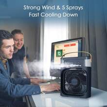 Mini Portable Fan, Air Humidifier, USB Charging And Endurance, Portable Desktop Humidifier - Green - View 5