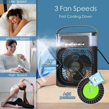 Mini Portable Fan, Air Humidifier, USB Charging And Endurance, Portable Desktop Humidifier - Green - View 7