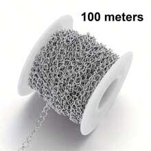 1/3/5/10/100m Silver Stainless Steel Polished Necklace Chain, DIY Jewelry Making Materials - Silver - View 16