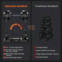 Bearbro 5LB To 55lb Adjustable Dumbbell For Home Gym Equipment, 5 In 1 Quickly Adjustable Weights Plates And Rack, Hand Weights Suitable Women And Men, Full Body Workout Fitness,Christmas Gift-Giving Preference - Màu be - Xem 8