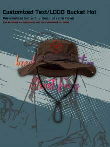 1pc Customized Drawstring Text/LOGO Unisex Summer Outdoor Casual Breathable Adjustable Bucket Hat, Summer Western Cowboy Hat Suitable For Outdoor, Mountaineering, Traveling, Hiking, Fishing, Best Choice For Gifts - Customized Pattern - View 16