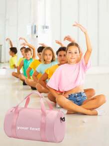 Customized Personalized Dance Bag, Girls Dance Bag, Dance & Fitness Bag, Universal Sports & Travel Bag, Lightweight Nylon Pink Dance Bag For Teenage Girls, Casual Fashion Handbag, Adjustable Shoulder Strap, Foldable, Zipper Closure And Polyester Lining, Suitable For Ballet Dancers And Everyday Use, For Dance And Fitness Equipment - Multicolor - View 6