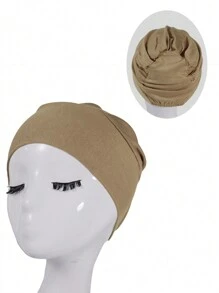 1 Peça Boné de Lã Feminino em Cor Sólida, Semelhante a Seda, de Algodão Macio, Gorro Elástico e Sem Costura, Multicolorido e Resistente a Bolinhas