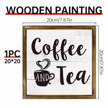 1PC Koffie en thee houten bord keuken woondecoratie posters, rustieke grappige koffie canvas wandkunst voor wanddecoratie - multifunctionele boerderijdecoratie, vakantiehuis wandkunst - woonkamer, slaapkamer, haldecoratie