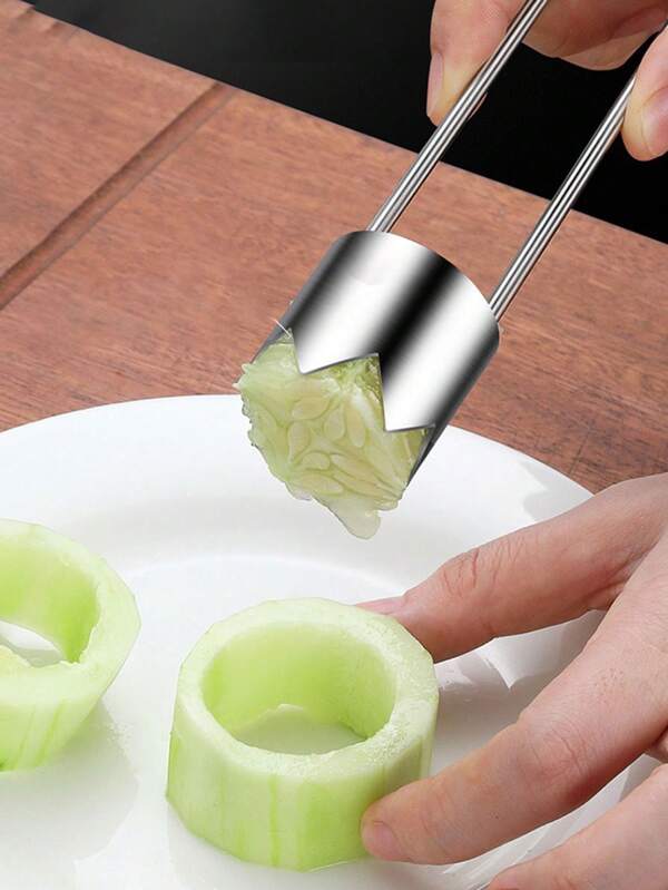 1pc Vegetable And Fruit Corer,Stainless Steel Corer, Bell Pepper Seed Corer, Manual Corer,Red Bell Pepper Seed Corer, Fruit Corer, Apple Corer, Pear Corer, Vegetable And Fruit Corer, Bell Pepper Cutting Machine, Chili Seed Removal Tool