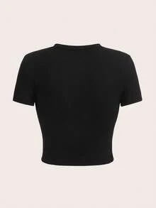 Camiseta corta con estampado gráfico, top corto de manga corta estilo Y2K para primavera y verano, top para mujeres