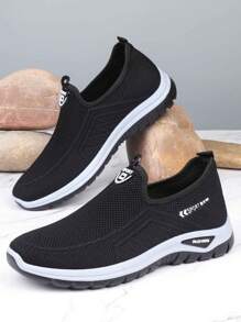 Elderly Men's Casual Sports Shoes, Breathable Mesh Upper, Lightweight One-Touch Slip On Outdoor Sneakers (Run Small By 1 Size) - Black - View 6