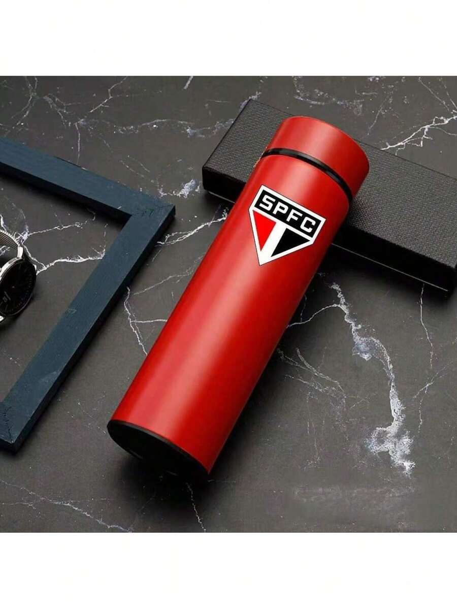 Personalized Football Team Bottle With Led Digital Temperature Meter 500ml - 聖保羅紅 - 查看 1