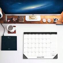 Desk Calendar 2025-2026, Yearly Monthly Desk Pad Calendar For Planning, Ruled Blocks, January 2025 - June 2026, 14" X 11", Black - 14*11寸 - 查看 4