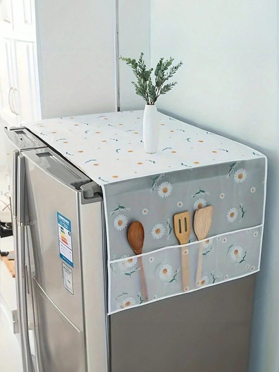 1pc Cartoon Multi-Color Pattern Refrigerator Microwave Oven Dust Cover With Side Pocket Multifunctional Refrigerator Dust Cover Household Outdoor Waterproof Oil Resistant Storage Bag Laundry Dust Cloth Piece Kitchen Storage Goodies Kitchen Storage - Multicolor - View 1