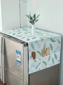 1 Stück Kühlschrankabdeckung mit Cartoon Mehrfarbmuster, Seitentasche, multifunktional, wasserdicht, ölfest, Staubschutz für Kühlschrank, Mikrowelle, Lagerung, Reinigung, Küchenzubehör