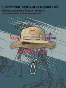 1pc Customized Drawstring Text/LOGO Unisex Summer Outdoor Casual Breathable Adjustable Bucket Hat, Summer Western Cowboy Hat Suitable For Outdoor, Mountaineering, Traveling, Hiking, Fishing, Best Choice For Gifts - Customized Pattern - View 14