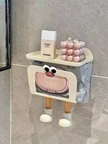 1pc Cute Cartoon Tissue Box, Bathroom Hanging Facial Tissue Dispenser, Modern Wet Wipes Paper Towel Storage Rack Home Bathroom Decor Bathroom Organizer Summer Back To School