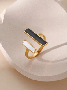 1pc Fashion Stainless Steel Stick Decor Cuff Ring For Women For Daily Decoration - Yellow Gold - View 12