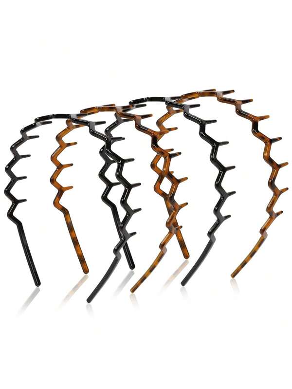 Zig Zag Headbands For Women Teen Girls Men, Plastic Hair Bands With Teeth Thin Zigzag Head Bands For Women's Hair, Non Slip Black Comb Hairbands Hair Accessories, 4 Packs Hair Hoop ,Home,Skincare Headband