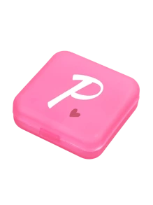 1pc Pink Love White Letter A-Z Pattern Cute And Portable Pill Box, Travel Pill Box, Large Pill Storage Device 4 Times A Day, Large Vitamin Daily Medication Storage Device, Large Pill Container, Medication Dispenser (Pink) - Perfect For Organizing Medication Anytime, Anywhere